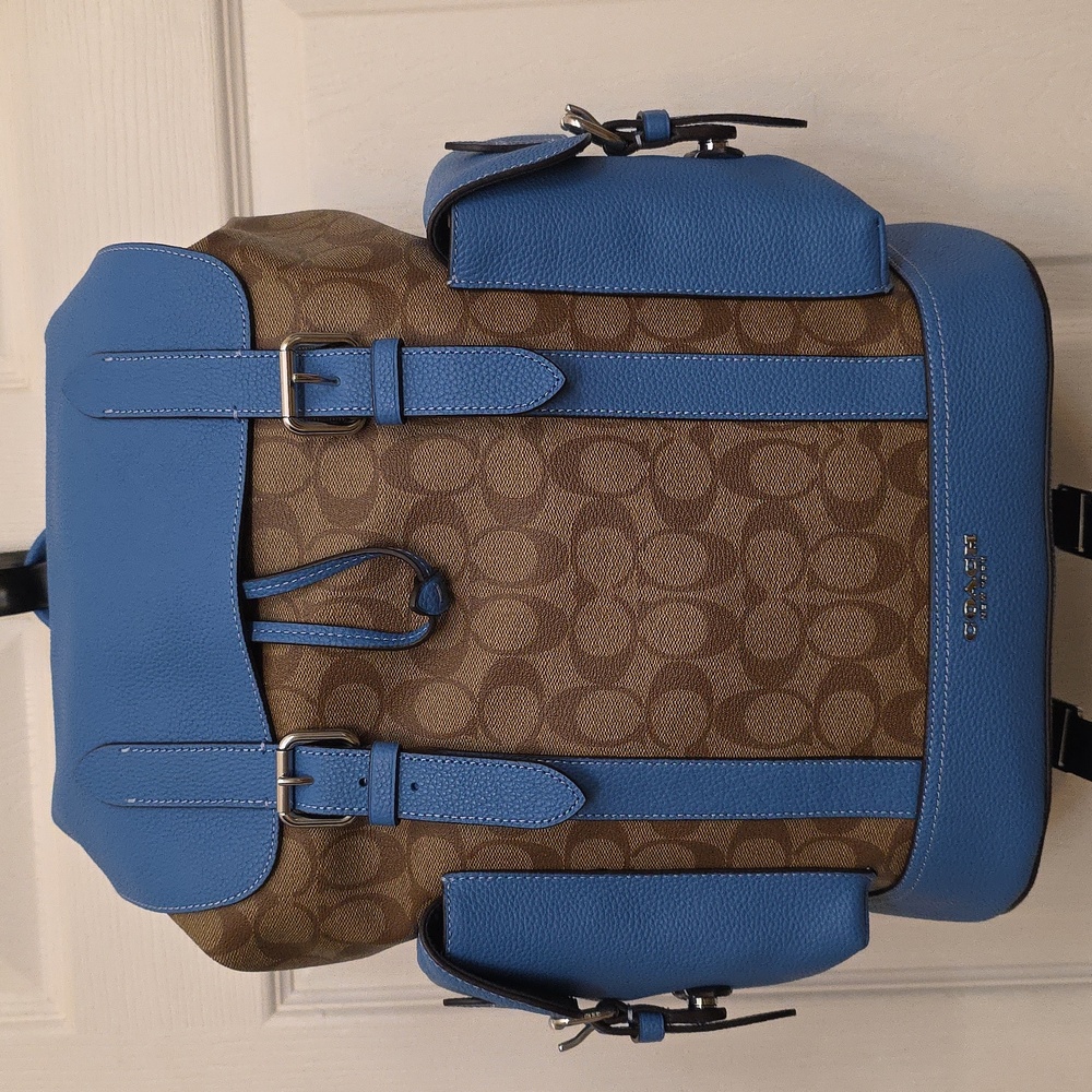 Coach Hudson Men's Blue and Brown Backpack. NWT